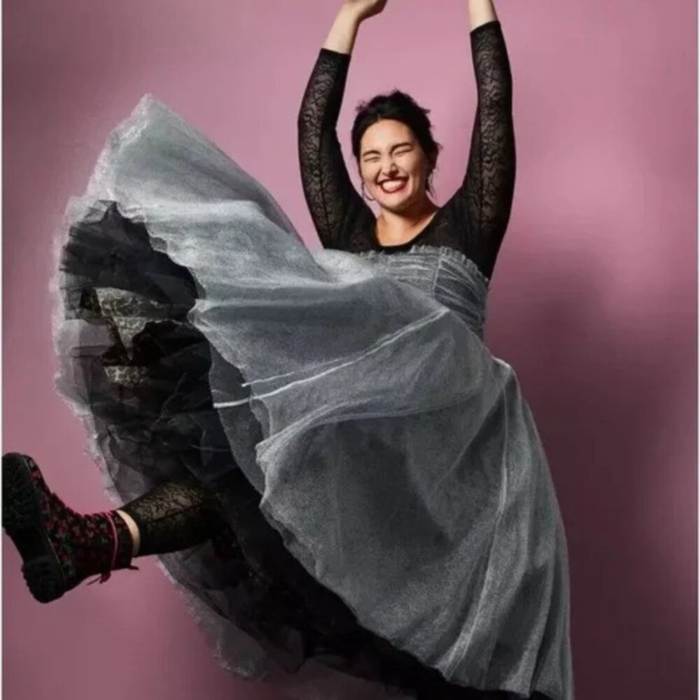 Torrid Betsey Johnson Shiny Silver Tulle Strapless Dress